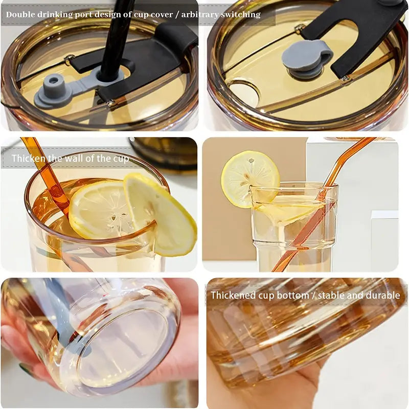 Chic 15oz Glass Sipper with Straw