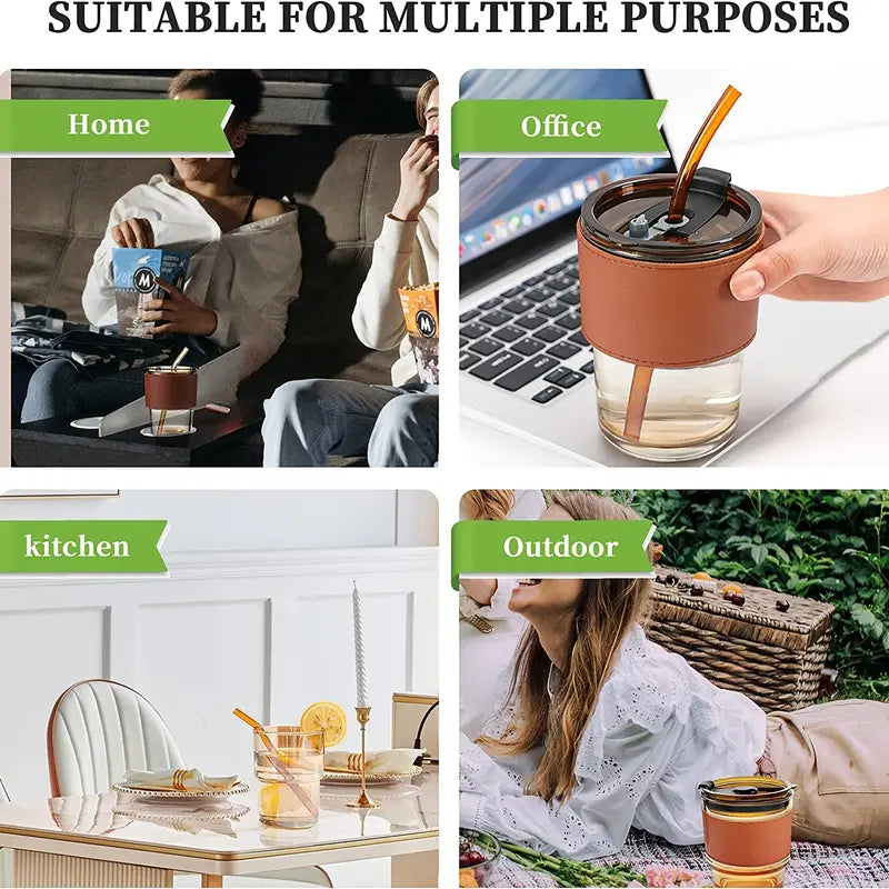 Chic 15oz Glass Sipper with Straw