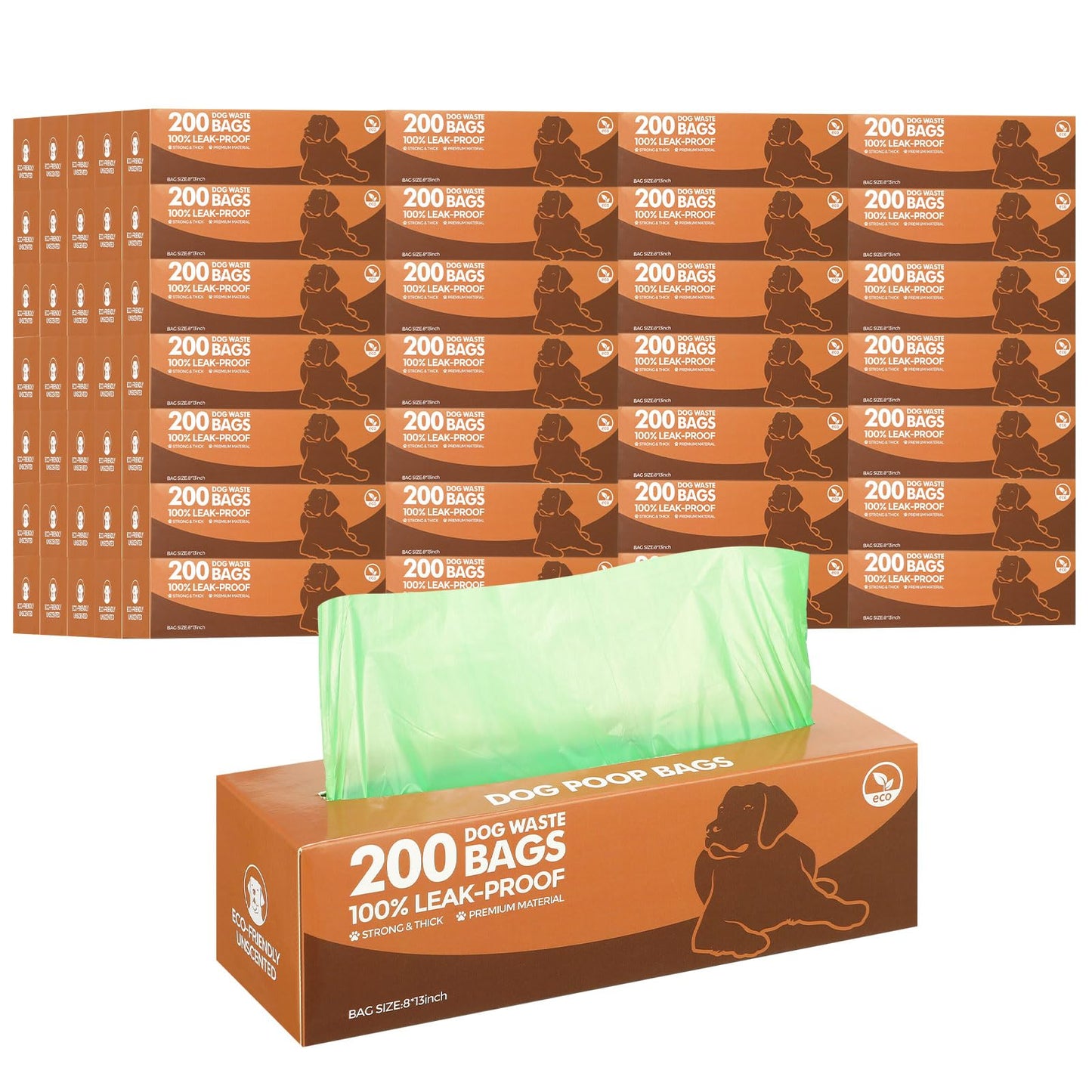 50 Roll Leakproof Dog Poop Bags - Dark Green