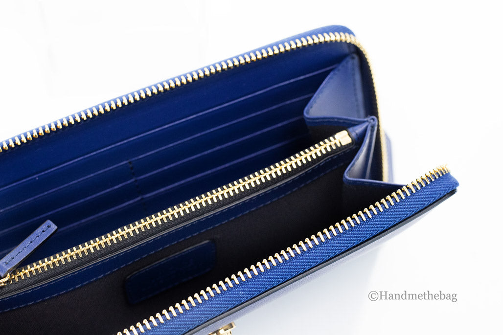 Versace Medusa Navy Leather Zip Wallet