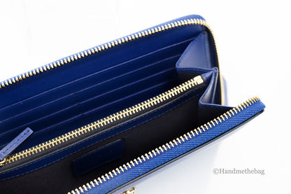 Versace Medusa Navy Leather Zip Wallet