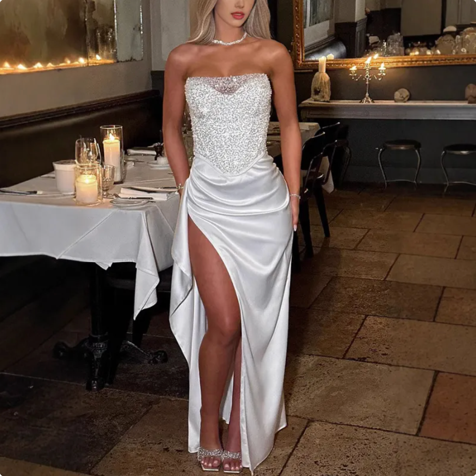 Spring Sequin Split Dress