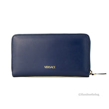 Versace Medusa Navy Leather Zip Wallet