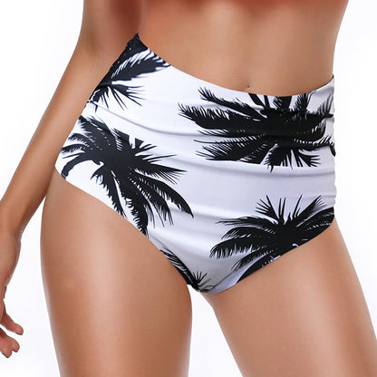 Chic High-Waist Patterned Swim Trunks