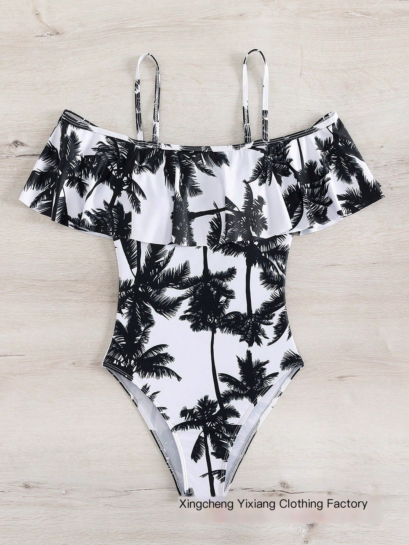 Chic High-Waist Patterned Swim Trunks