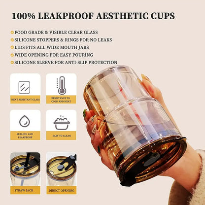 Chic 15oz Glass Sipper with Straw