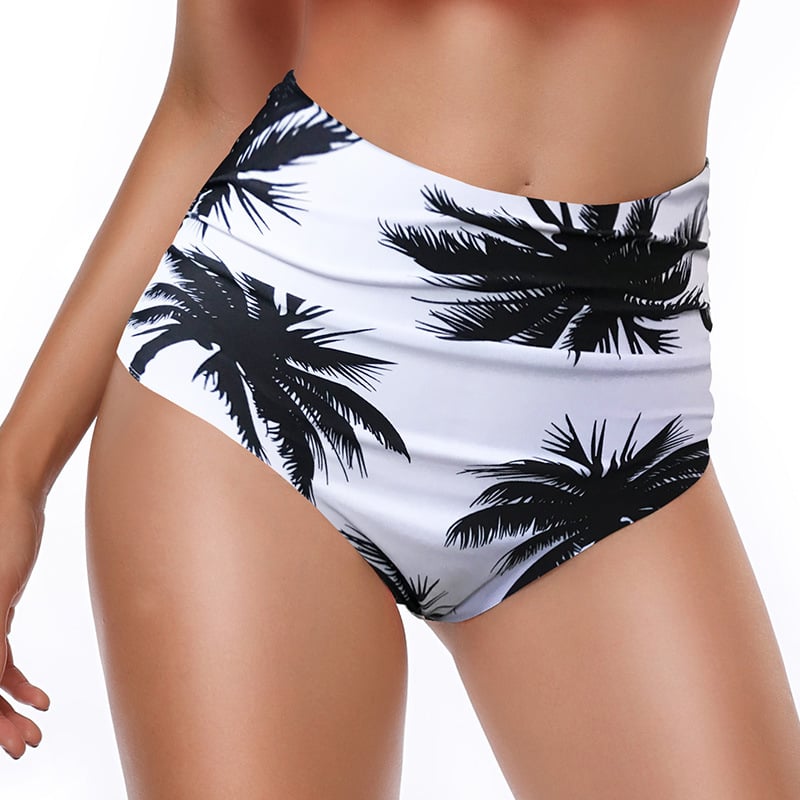 Chic High-Waist Patterned Swim Trunks