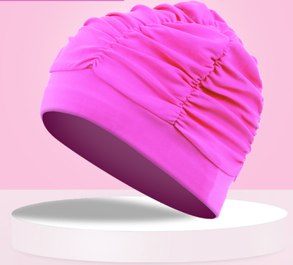 Chic Plus-Size Pleated Swim Cap