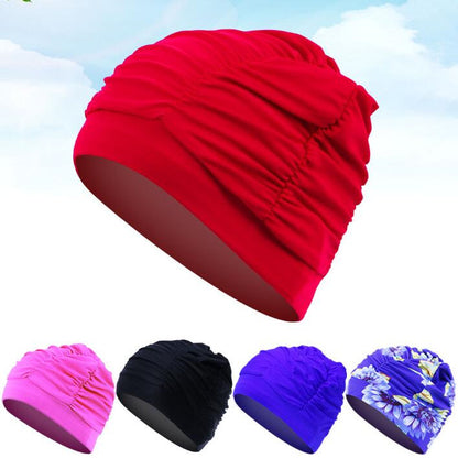 Chic Plus-Size Pleated Swim Cap