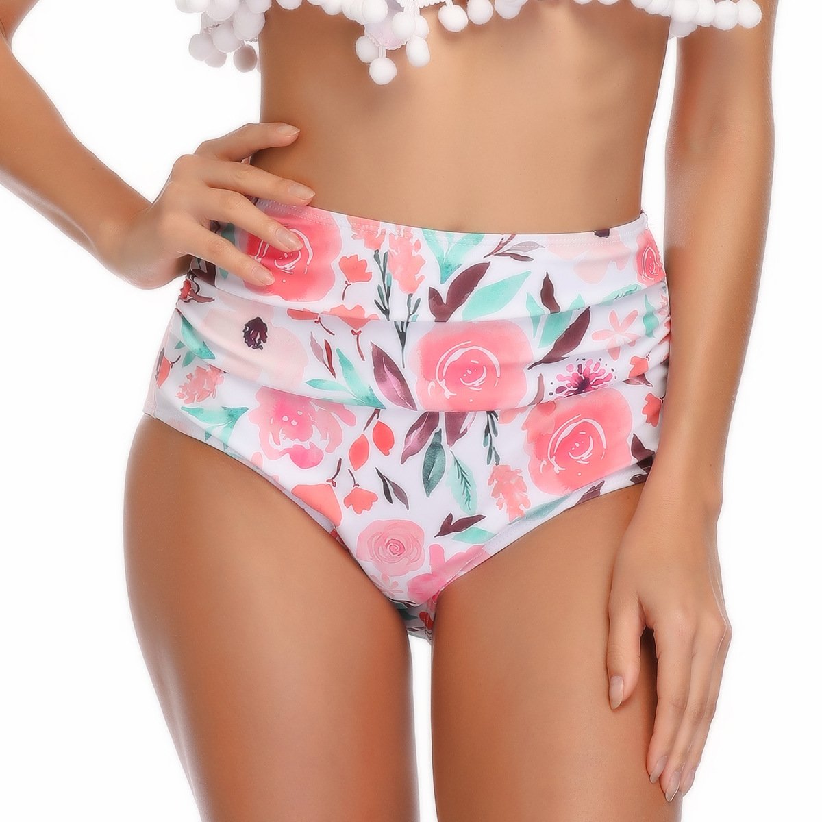Chic High-Waist Patterned Swim Trunks
