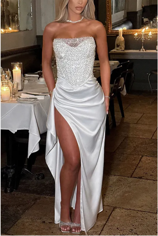 Spring Sequin Split Dress