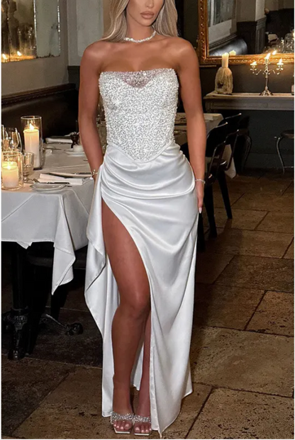Spring Sequin Split Dress