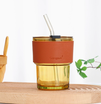 Chic 15oz Glass Sipper with Straw