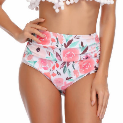 Chic High-Waist Patterned Swim Trunks