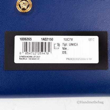 Versace Medusa Navy Leather Zip Wallet